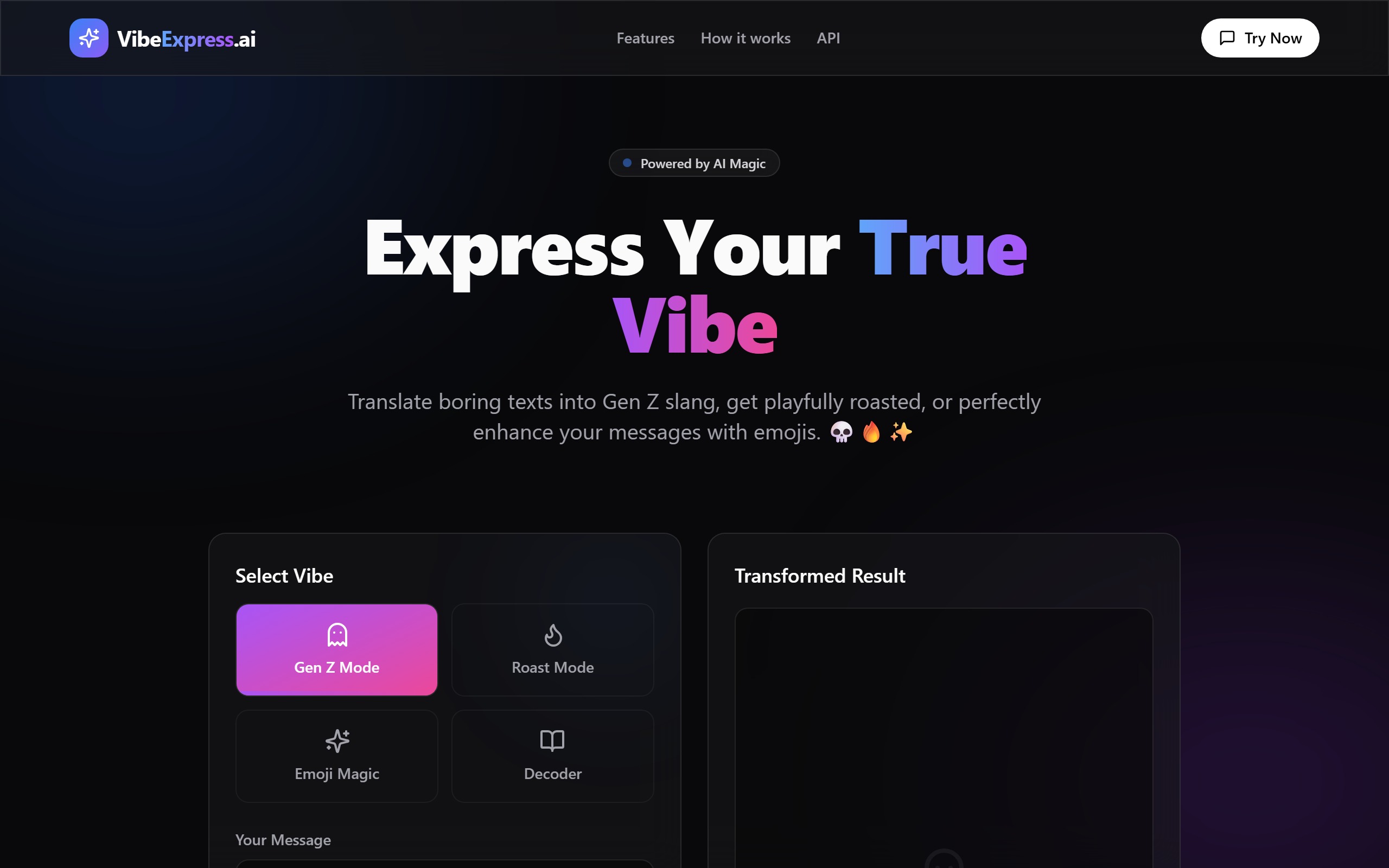 VibeExpress AI Live Interface